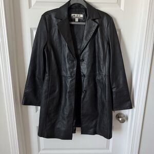 Real 100% Leather Jacket Women- Stylish Soft Women Trench coat Black Size Large
